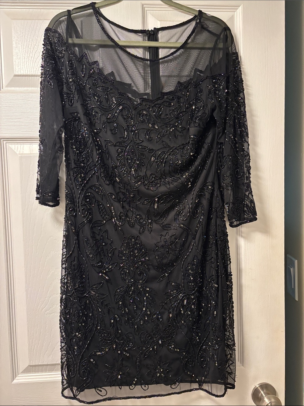 Elegant Black Beaded Sheath Dress